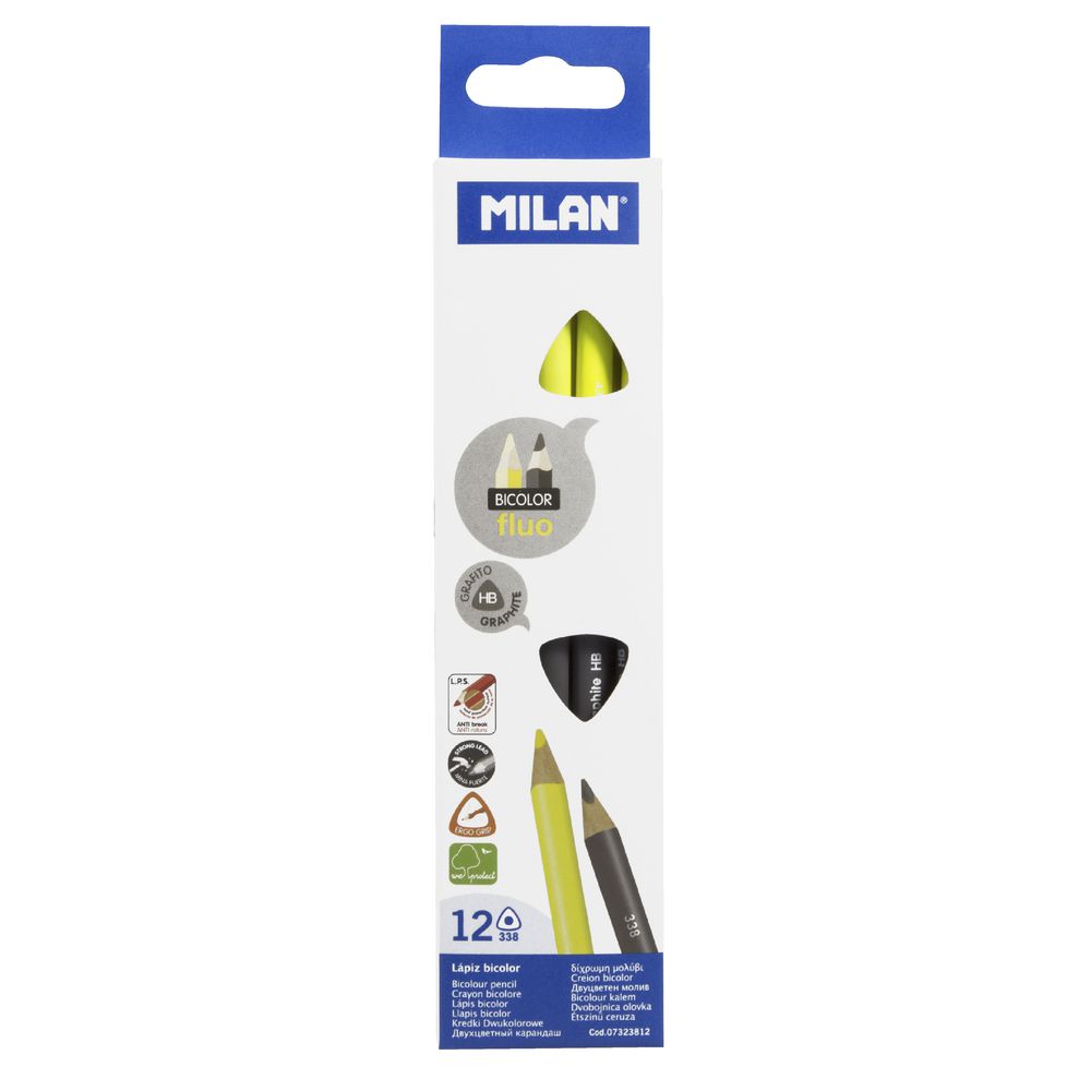 Milan Duo Graphite and Highlighter Pencils Yellow 12 Pack