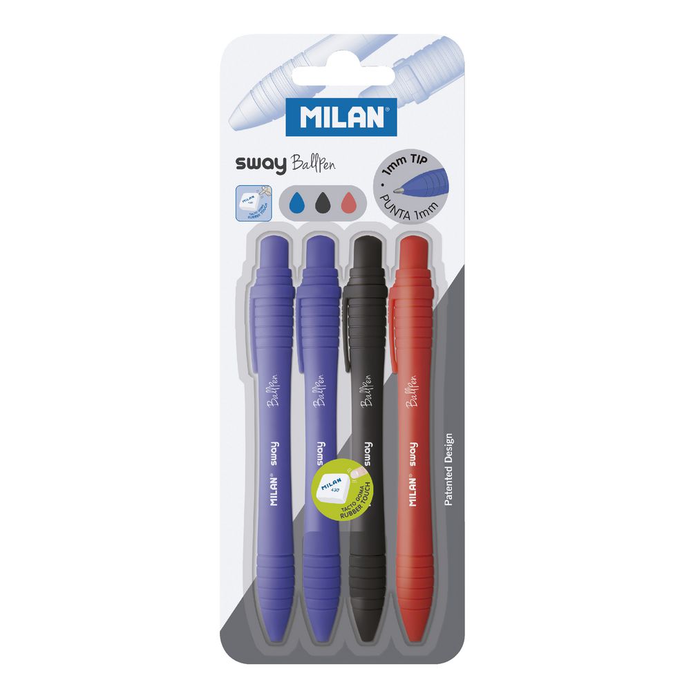 Milan Sway Ballpoint Pens Assorted 4 Pack