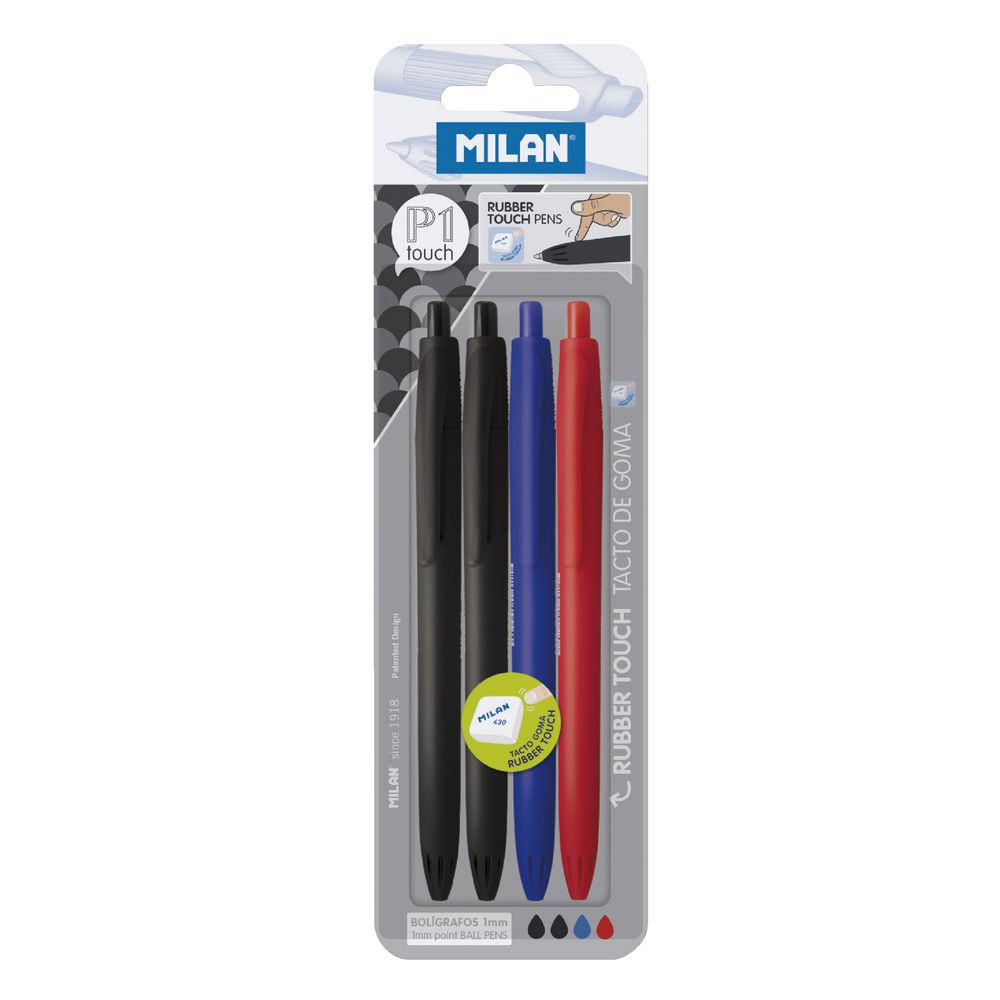 Milan P1 Touch Ballpoint Pens Assorted 4 Pack