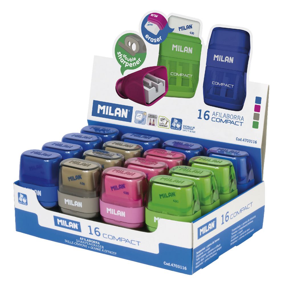 Milan Compact 2 Hole Sharpener Eraser