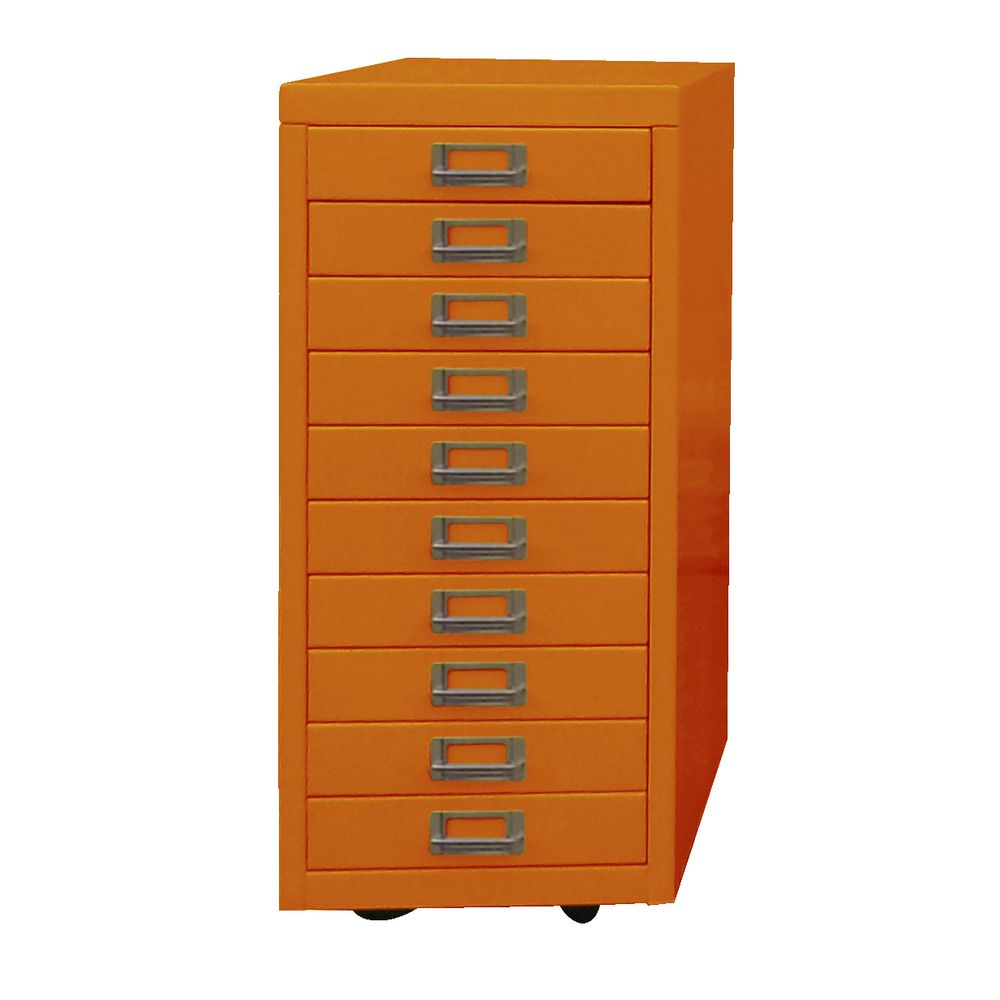 Spencer Limited Edition 10 Drawer Cabinet With Wheels Orange