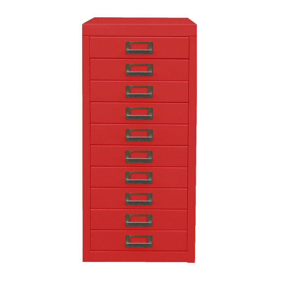 Spencer 10 Drawer Cabinet with Wheels Red