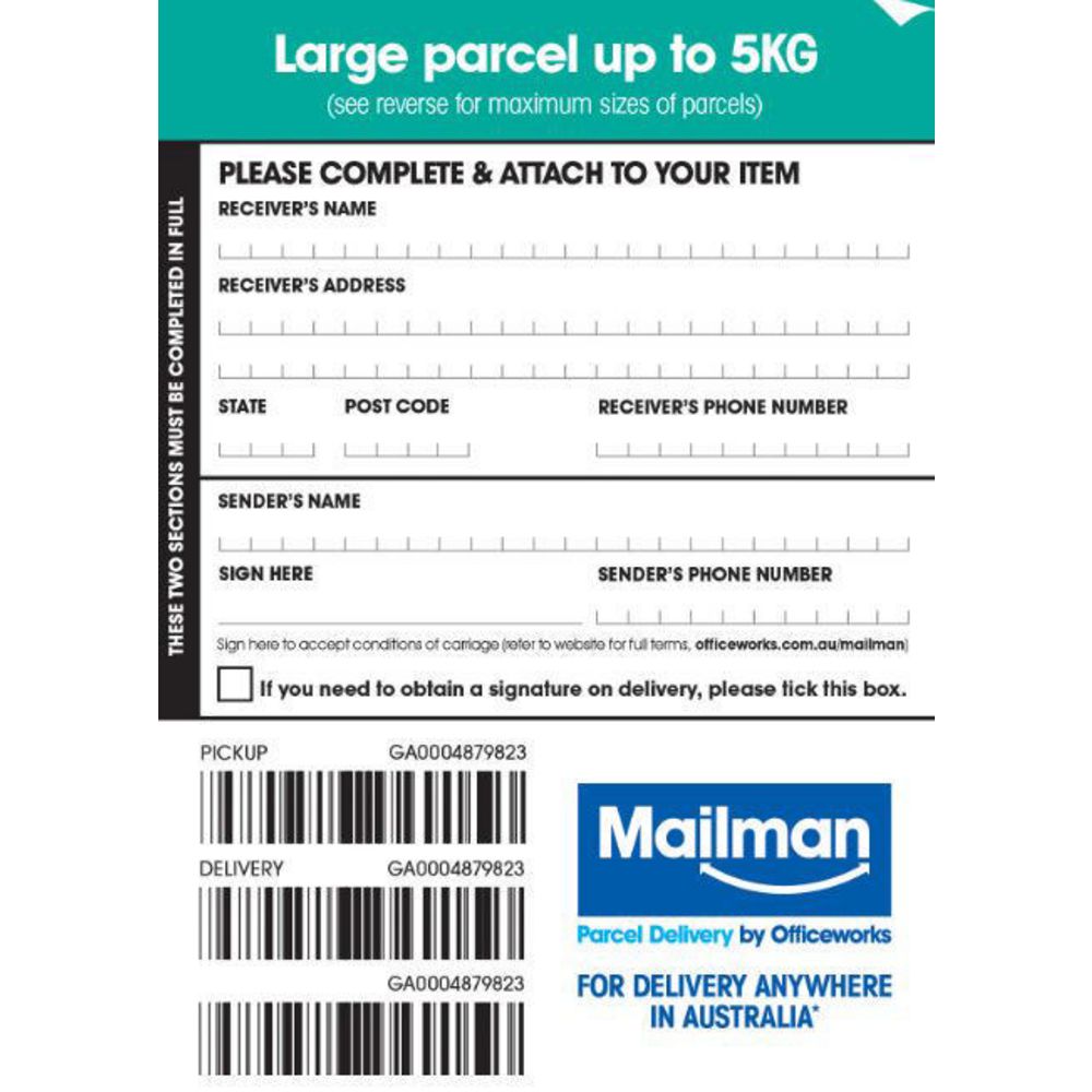Mailman Parcel Delivery Label Large Up To 5kg