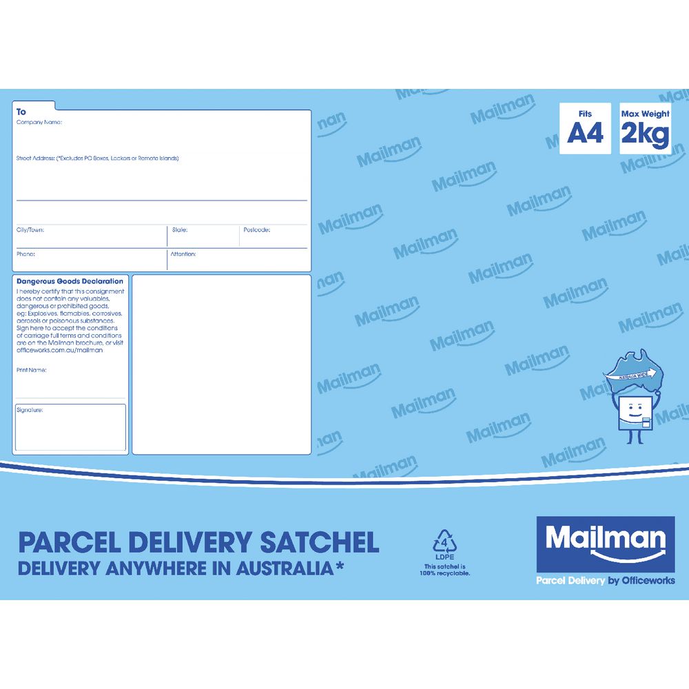Mailman Parcel Delivery Satchel Small Up To 2kg