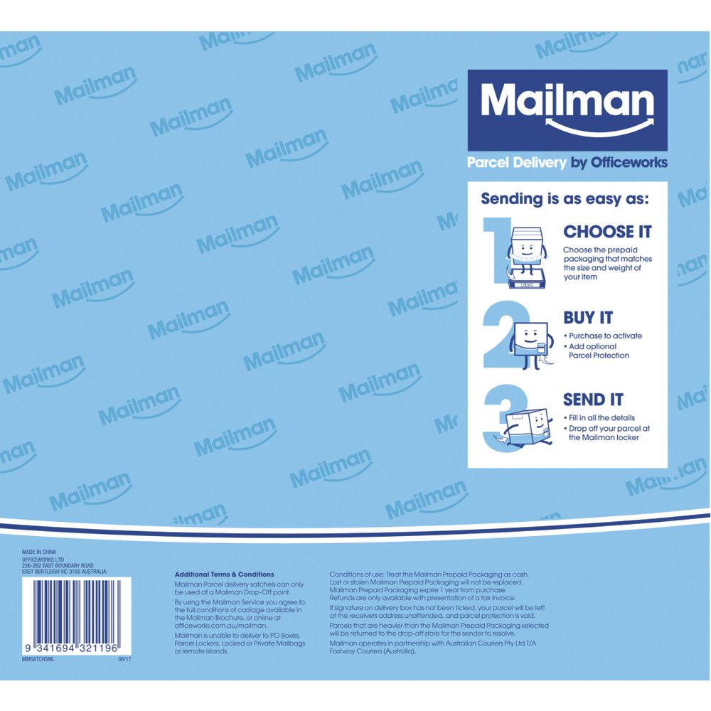 Mailman Parcel Delivery Satchel Small Up To 2kg