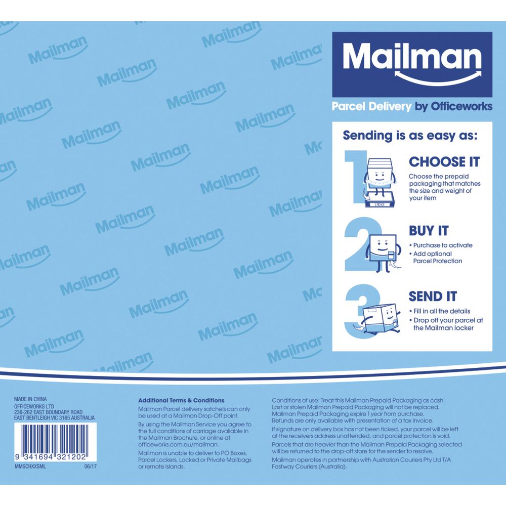 Mailman Parcel Delivery Satchel Extra Extra Small Up To 500g