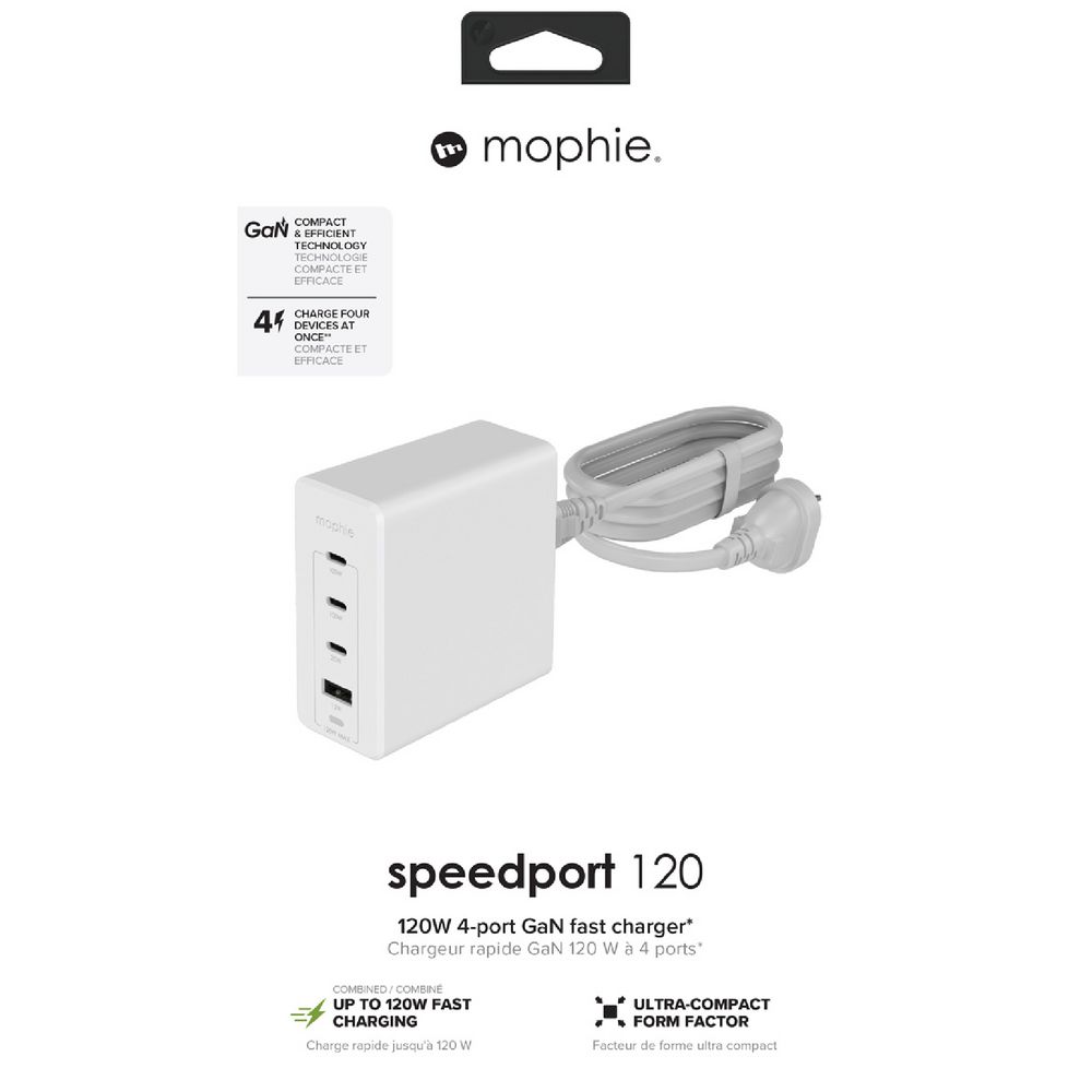 Mophie 120W 4 Port USB Wall Charger