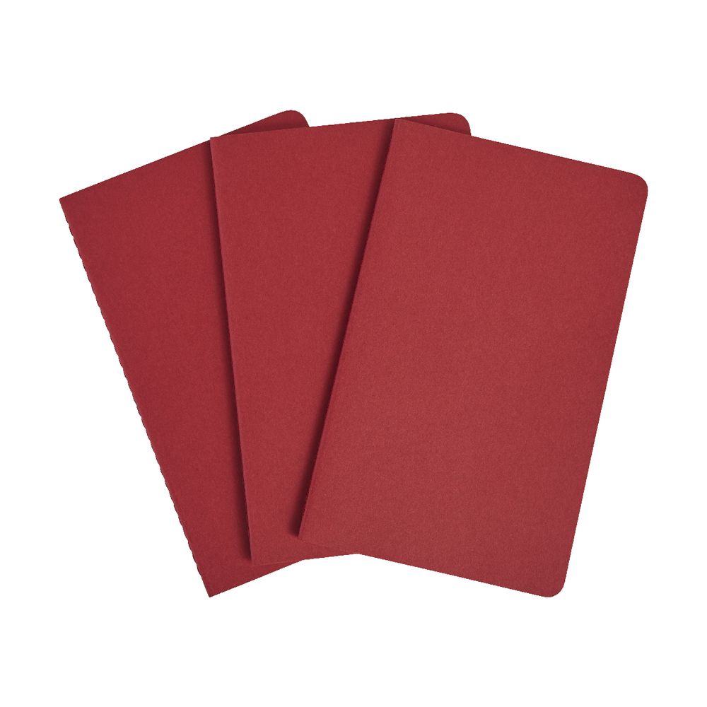 Moleskine Cahier Large Notebook Plain 3 Pack Red