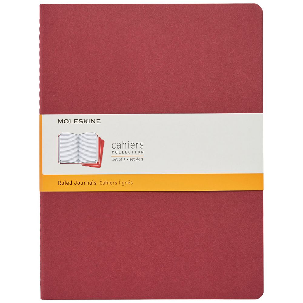 Moleskine Cahier Extra Large Notebook Ruled 3 Pack Red