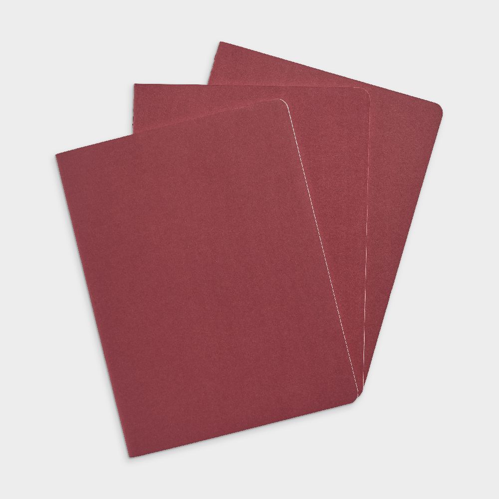 Moleskine Cahier Extra Large Notebook Plain 3 Pack Red