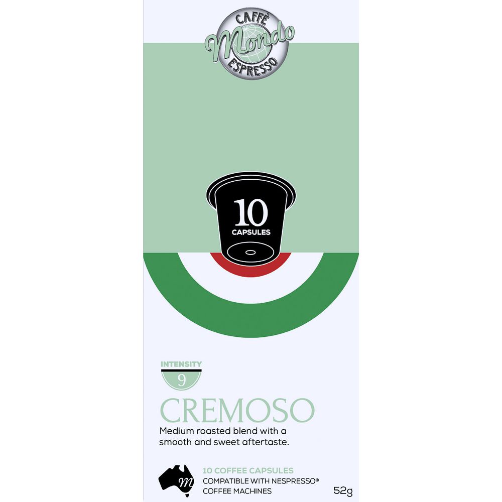Caffe’ Mondo Cremoso Capsules 10 Pack