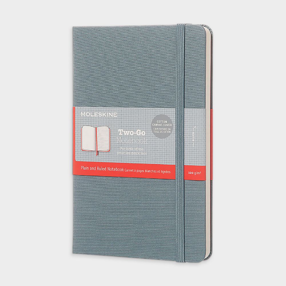 Moleskine Two-Go Medium Notebook Ruled/Plain Oriental Blue