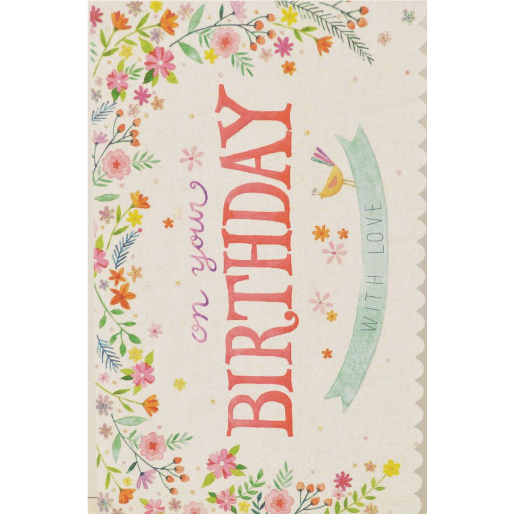 Card Couture Birthday Card Watercolour Floral