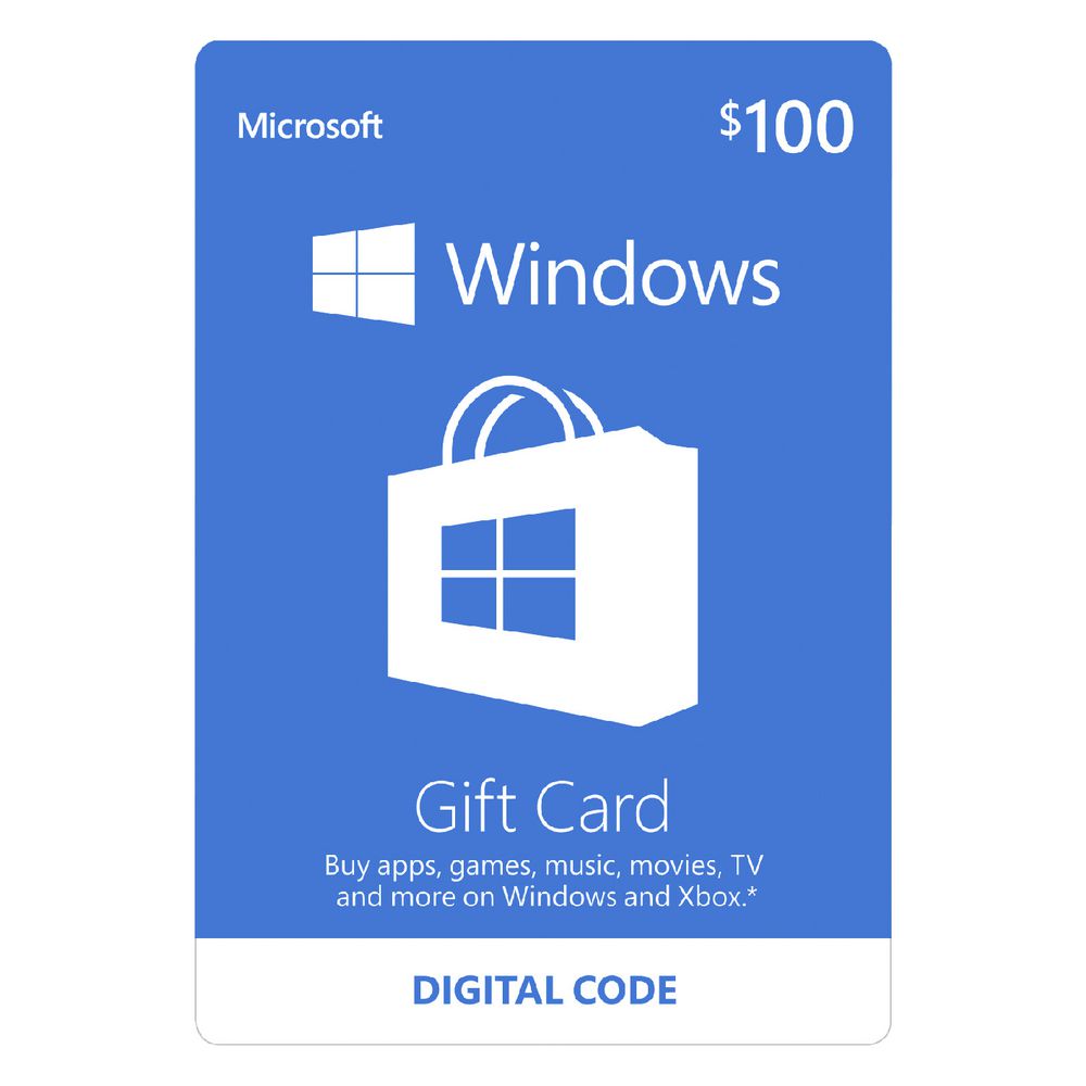 Microsoft Windows Store Digital Download Giftcard $100