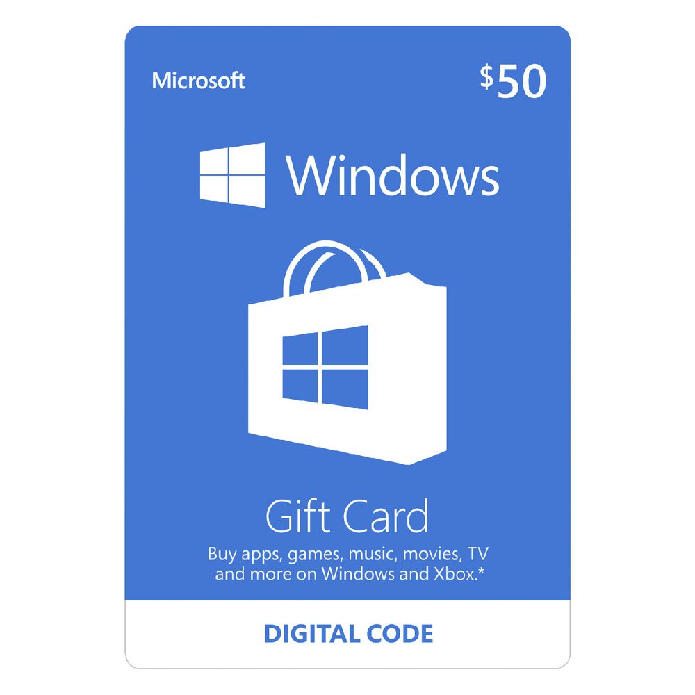 Microsoft Windows Store Digital Download Giftcard $50