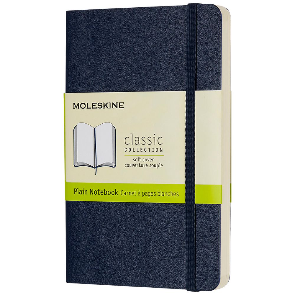 Moleskine Soft Cover Notebook Plain Pocket Sapphire Blue Officeworks