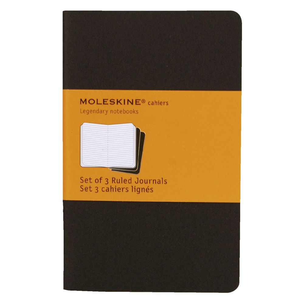 Moleskine Cahier Pocket Ruled Notebook Black 3 Pack