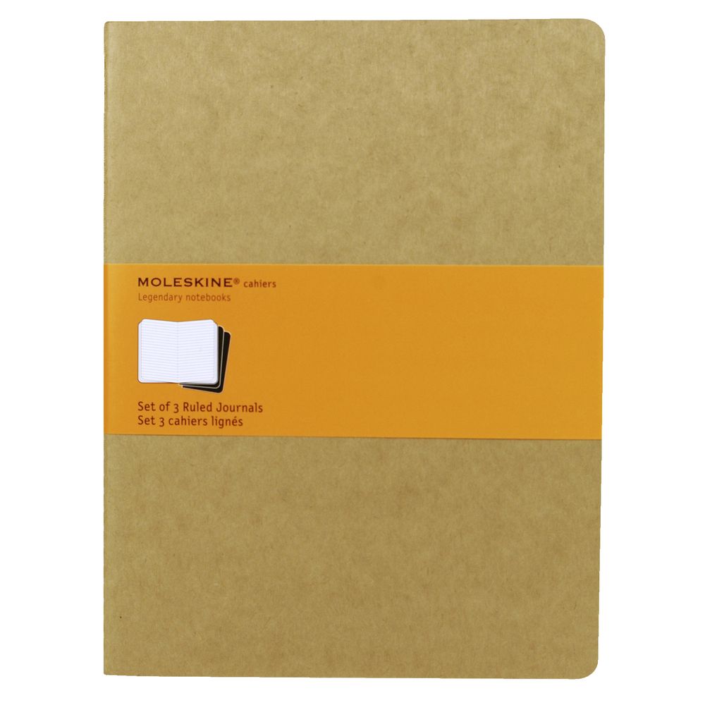 Moleskine Cahier Ruled Notebooks Extra Large Kraft 3 Pack