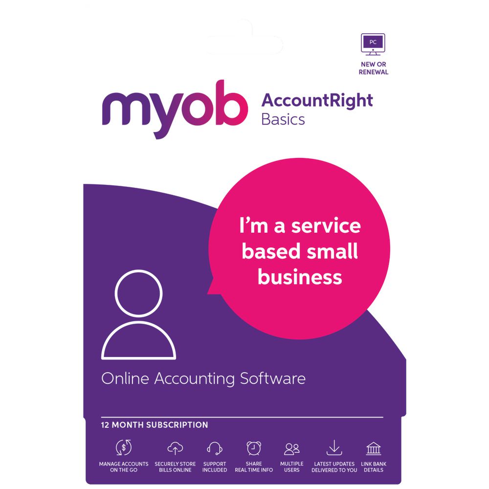 MYOB AccountRight Basics 1 PC 12 Month Card