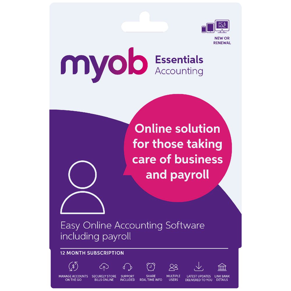 MYOB Essentials with Payroll 1 PC 12 Months Card