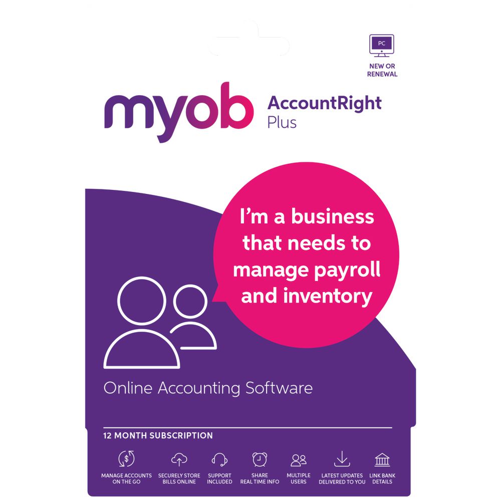MYOB AccountRight Plus 1 PC 12 Month Card