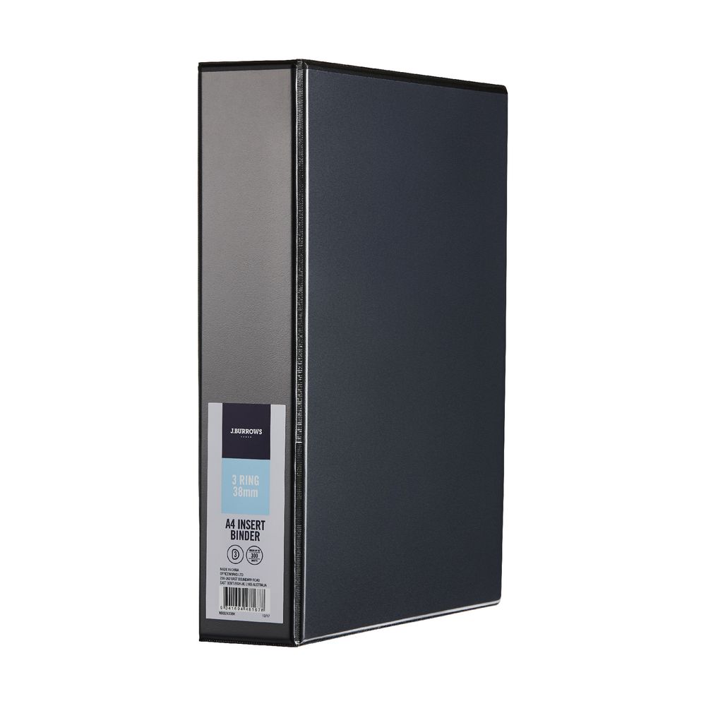 J.Burrows Insert Binder A4 3 DRing 38mm Black eBay