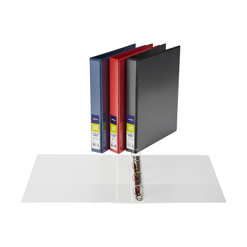 J.Burrows Insert Binder A4 4 DRing 25mm White