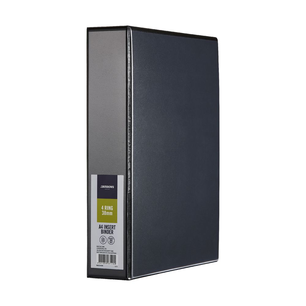 J.Burrows Insert Binder A4 4 DRing 38mm Black 9341694481494 eBay
