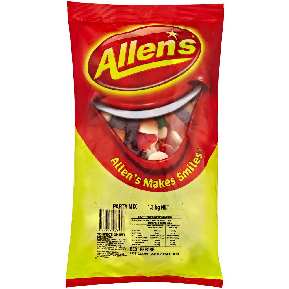 Allen's Party Mix Lollies 1.3kg Bag