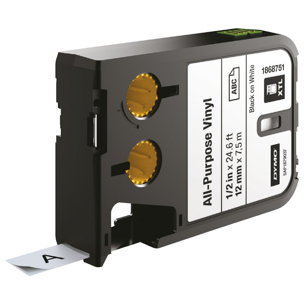 DYMO XTL Vinyl Label Tape 12mm Black on White