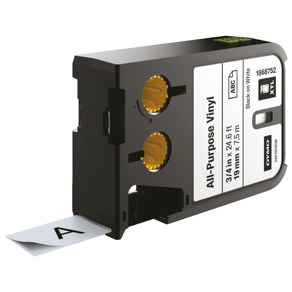 DYMO XTL Vinyl Label Tape 19mm Black on White