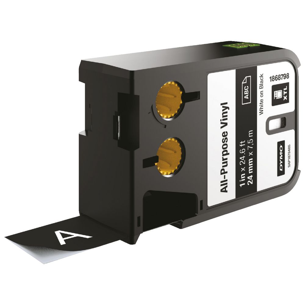 DYMO XTL Vinyl Label Tape 24mm White on Black