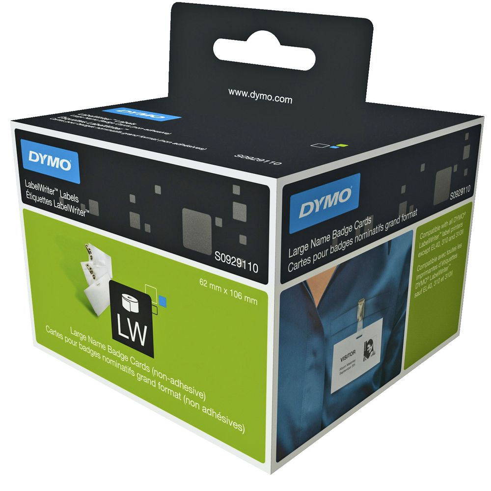 DYMO LabelWriter Name Badge Labels Non-adhesive 62 x 106mm