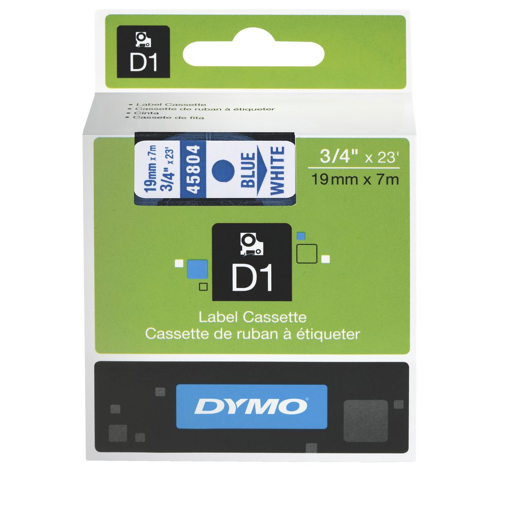 DYMO D1 Label Printer Tape 19mm x 7m Blue on White