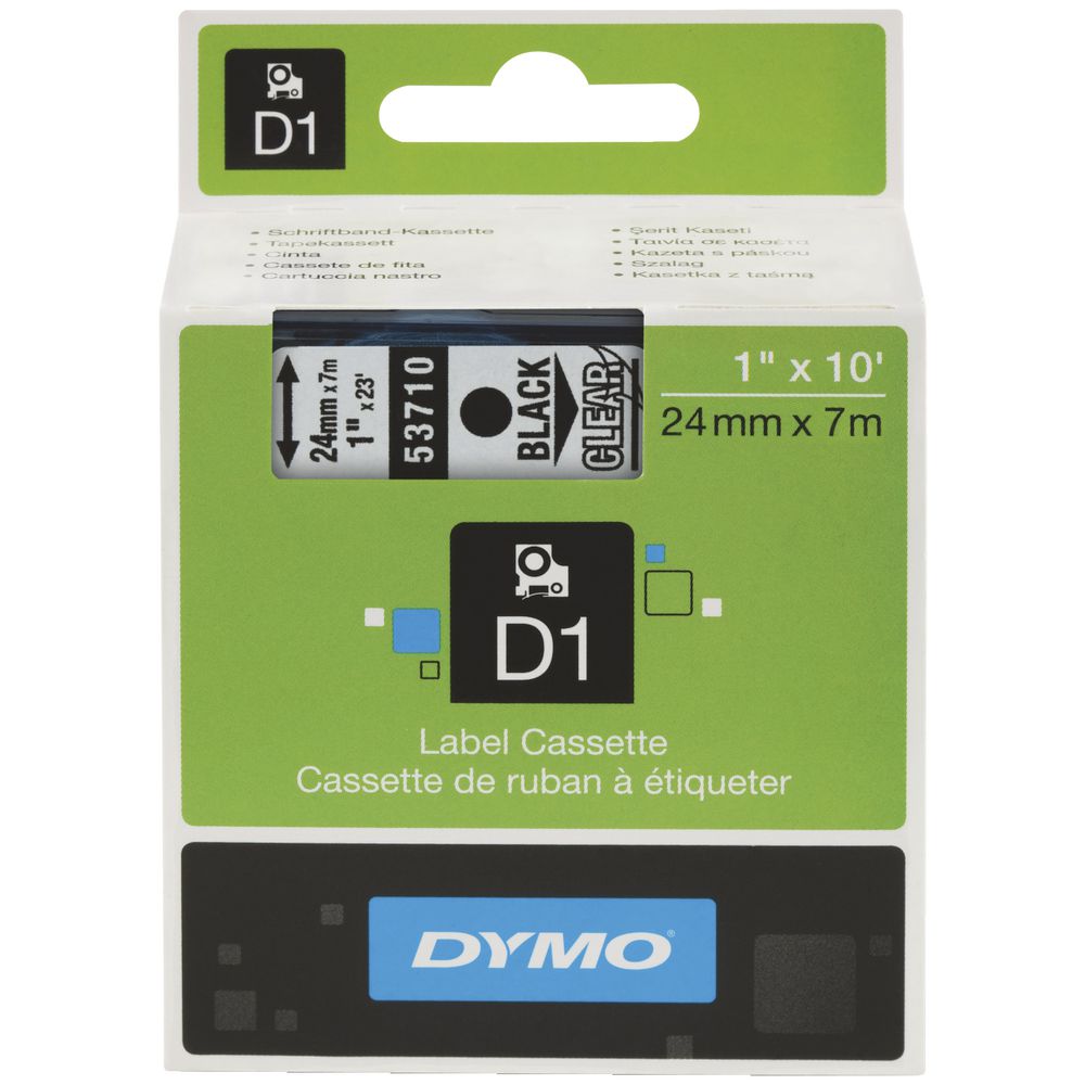 DYMO D1 Label Printer Tape 24mm x 7m Black on Clear