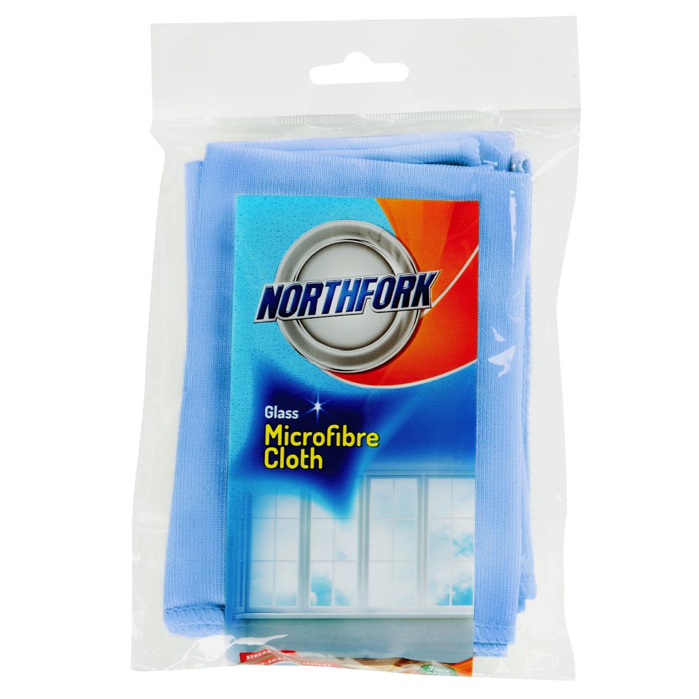 Northfork Microfibre Glass and Window Cloths 3 Pack