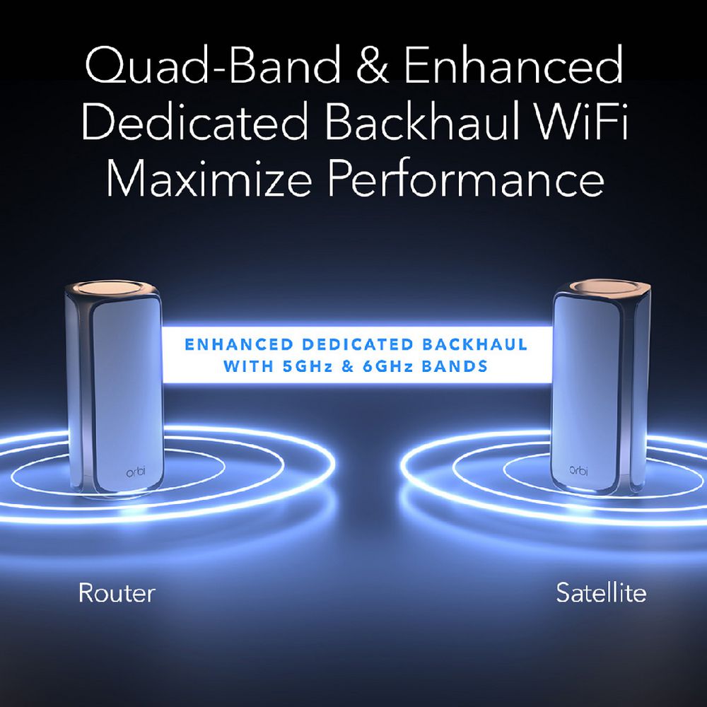 NETGEAR Orbi BE23000 Quad-band Mesh WiFi 7 System 3 Pack