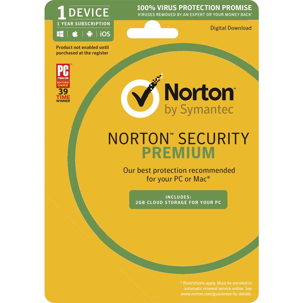 Norton Security Premium 2GB 1 Device 1 Year Card