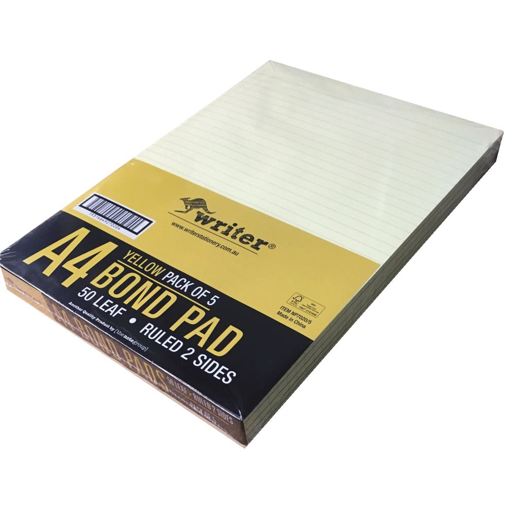 Writer A4 Office Pads Ruled 50 Sheets 5 Pack