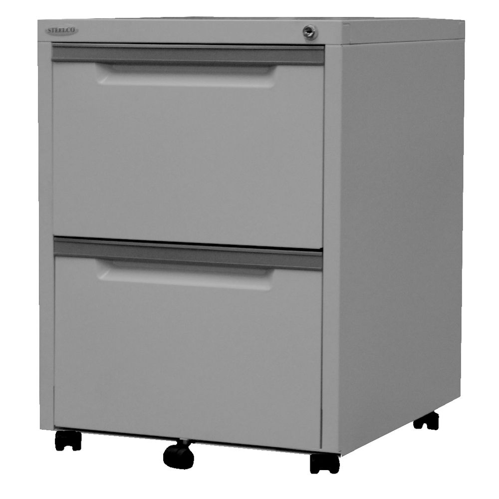 Steelco 2 Drawer Mobile Pedestal Silver Grey