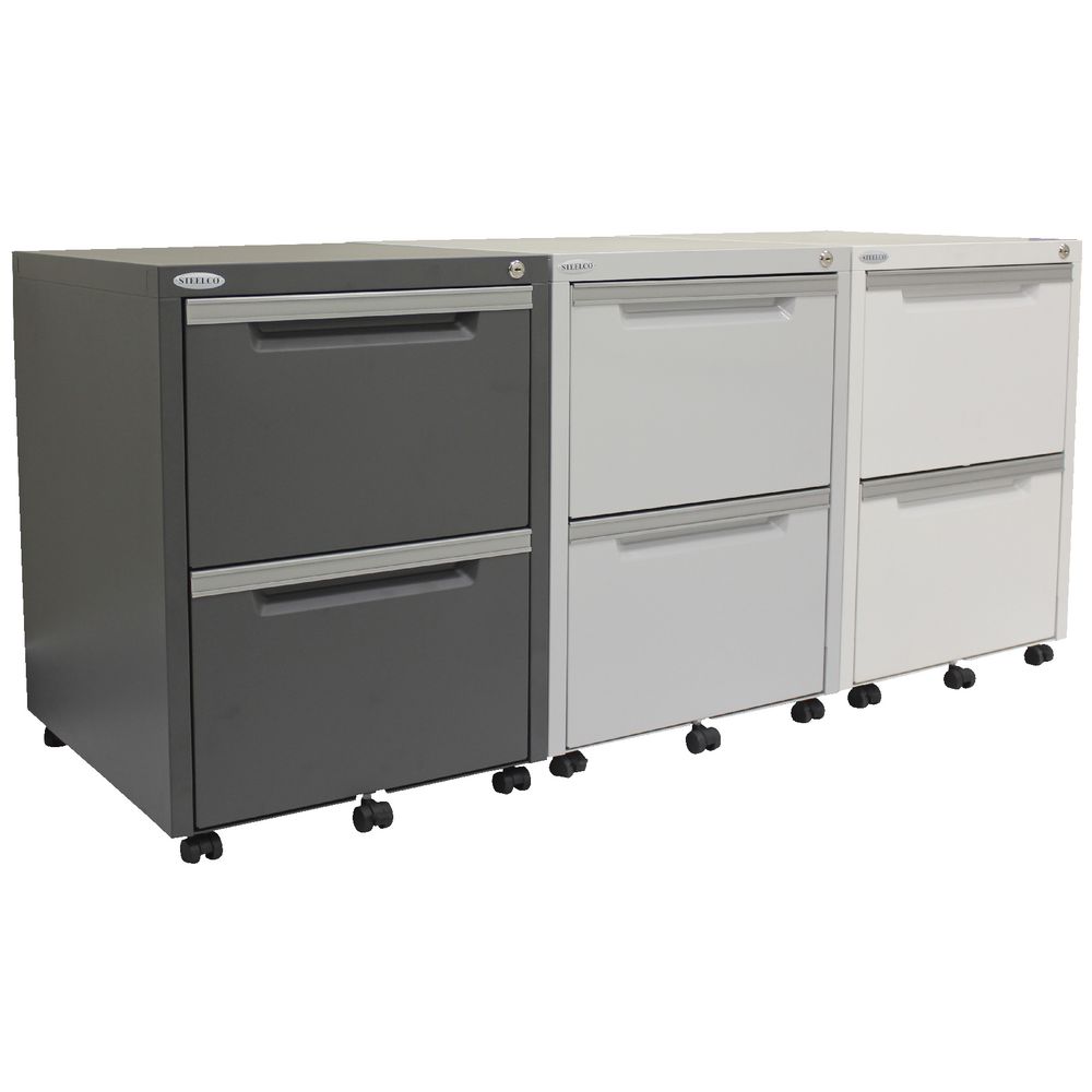 Steelco 2 Drawer Mobile Pedestal White Satin