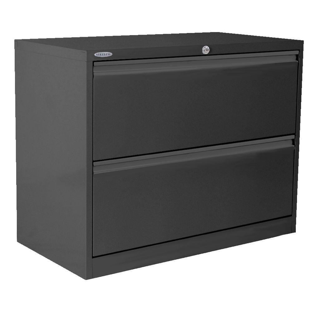 Steelco 2 Drawer Lateral Cabinet Graphite Ripple