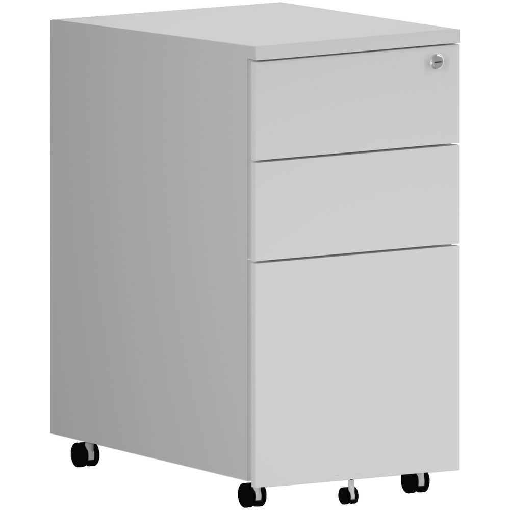 Steelco Slimline 3 Drawer Filing Pedestal Satin Silver Officeworks