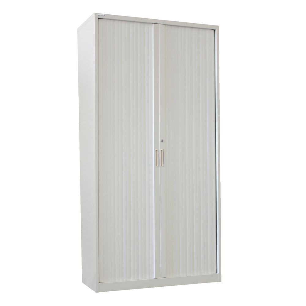 Steelco Tambour Door Cupboard 2000 x 900mm White Satin