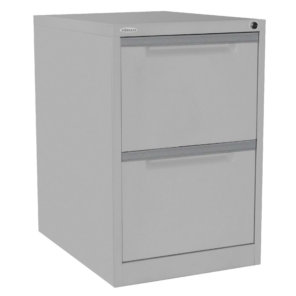 Steelco 2 Drawer Filing Cabinet Silver Grey