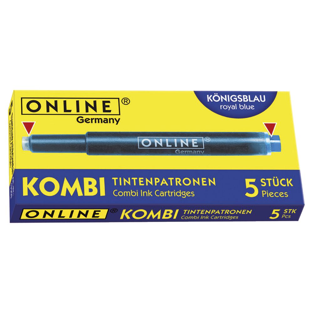 Online Kombi Dual Ended Ink Refill Blue 5 Pack