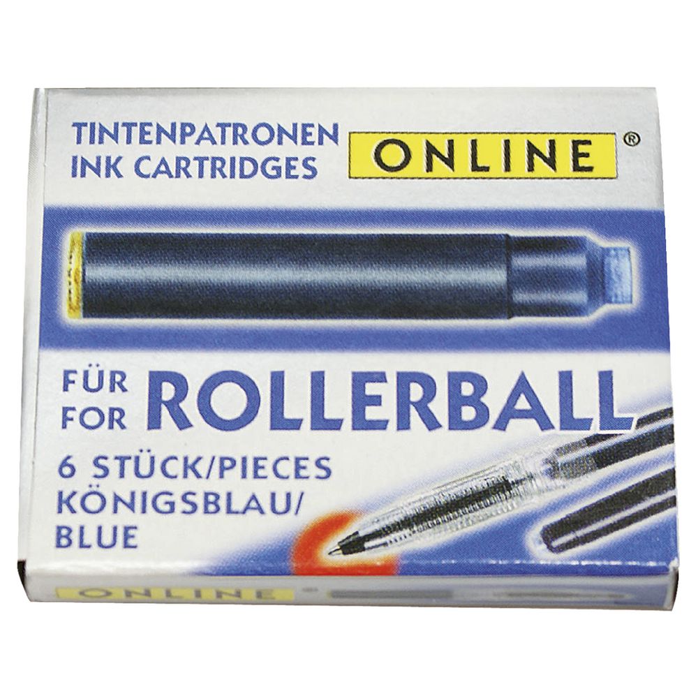 Online Rollerball Ink Refills Blue 6 Pack