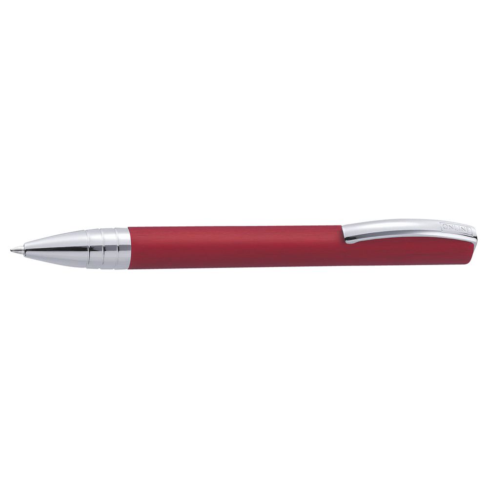 Online Vision Brushed Aluminium Ballpoint Pen Red