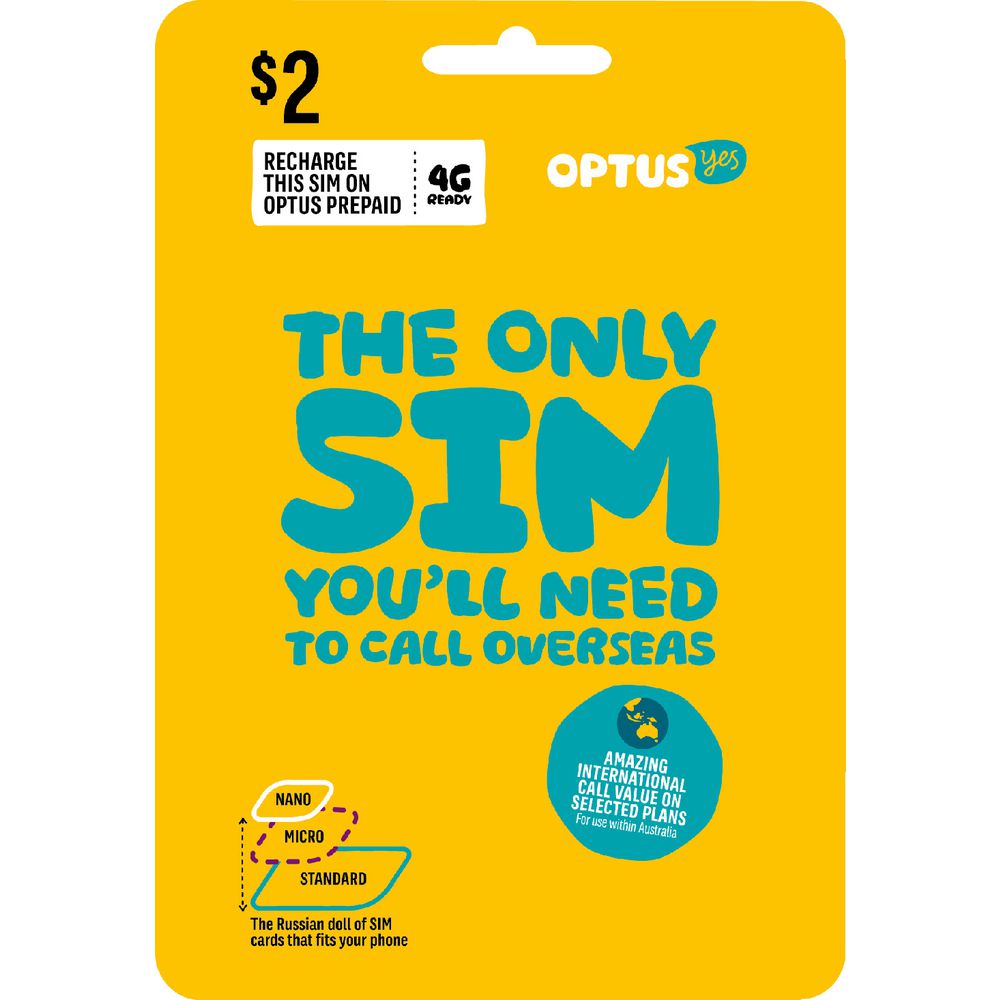 Optus $2 Voice International Triple SIM Starter Kit