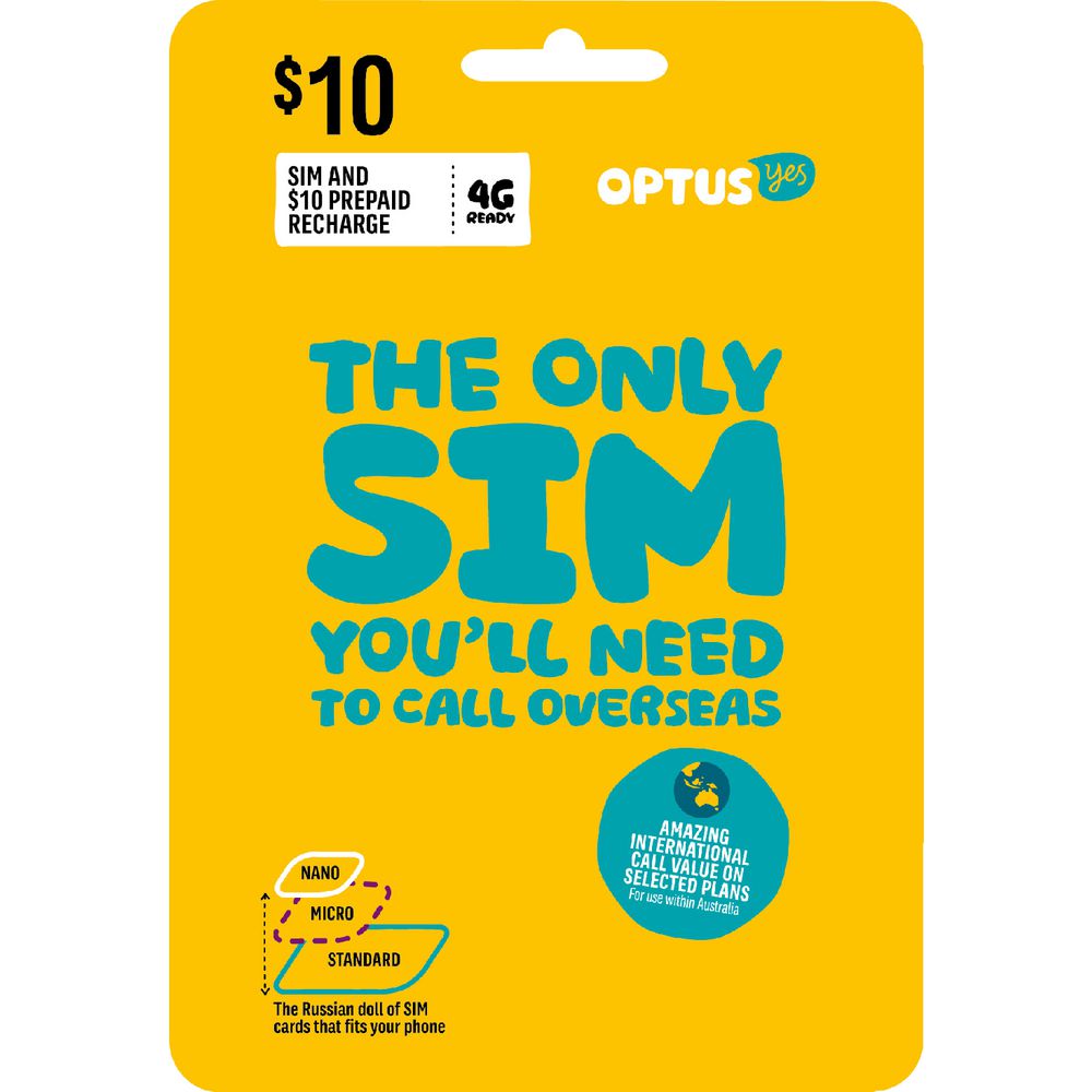 Optus $10 Voice International Triple SIM Starter Kit